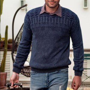 Novica Men's Knitted Pullover Navy Blue Sweater (XL) 💙